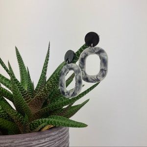 Handmade Black & White Resin Earrings